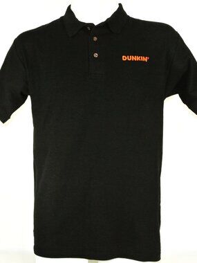 DUNKIN' Canada Coffee Employee Uniform Polo Shirt Black NEW Size M Medium